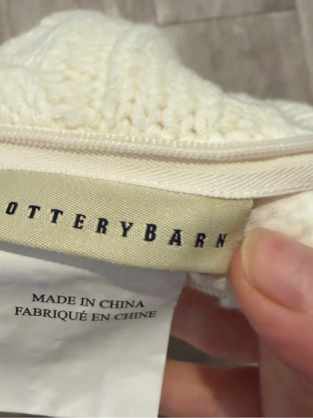 Pottery Barn Chunky Cream Cable Knit Colossal Hand Knit Pillow Cover 26